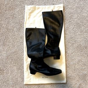 By Far | Edie Black Leather Knee High Boots | US 8 EU 38